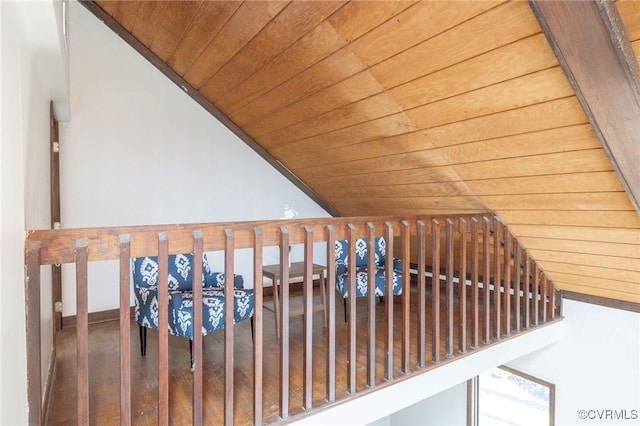 details featuring hardwood / wood-style flooring and wooden ceiling