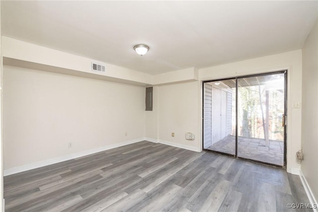 interior space with dark hardwood / wood-style floors