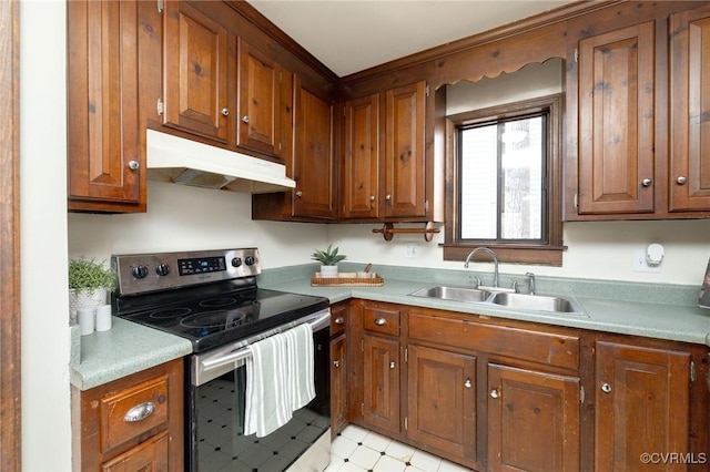 kitchen with sink and stainless steel electric range