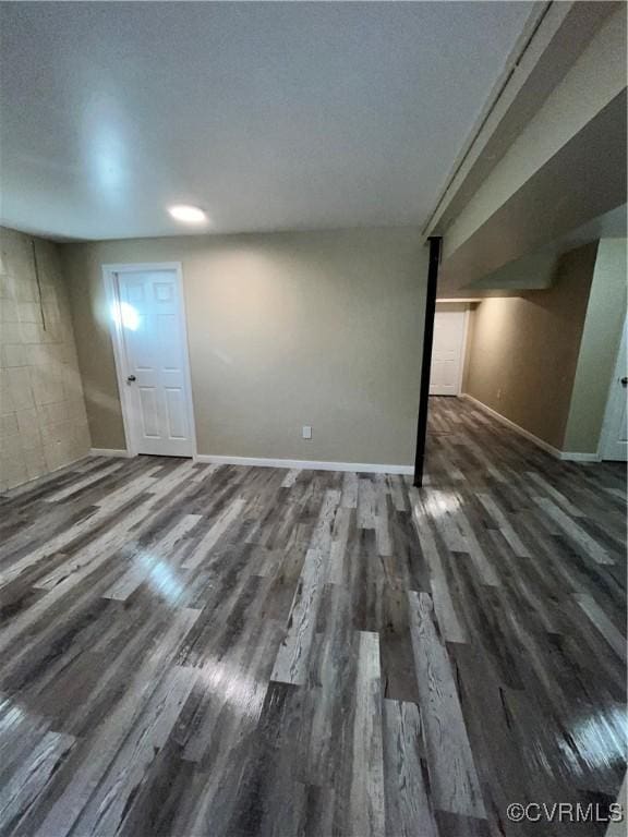 interior space with dark hardwood / wood-style floors