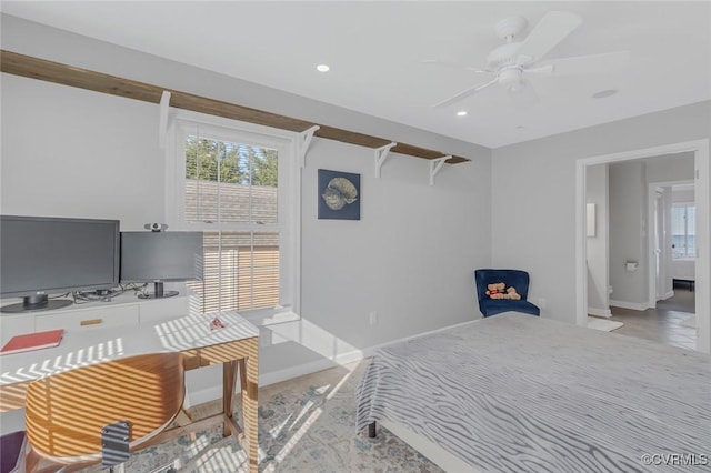 bedroom featuring ceiling fan