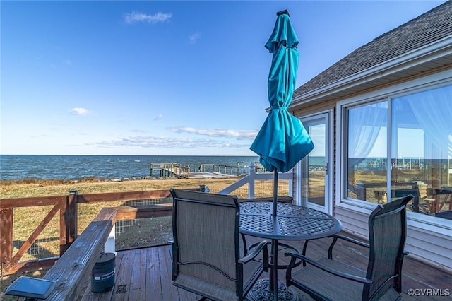 deck with a water view