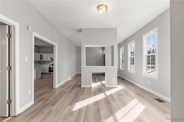 interior space with light hardwood / wood-style flooring