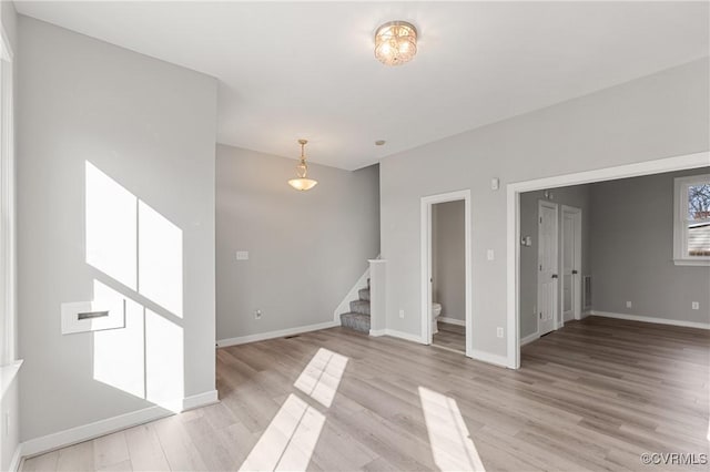 interior space with light hardwood / wood-style floors