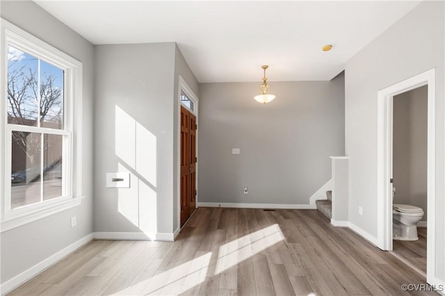 foyer entrance with light hardwood / wood-style flooring and plenty of natural light