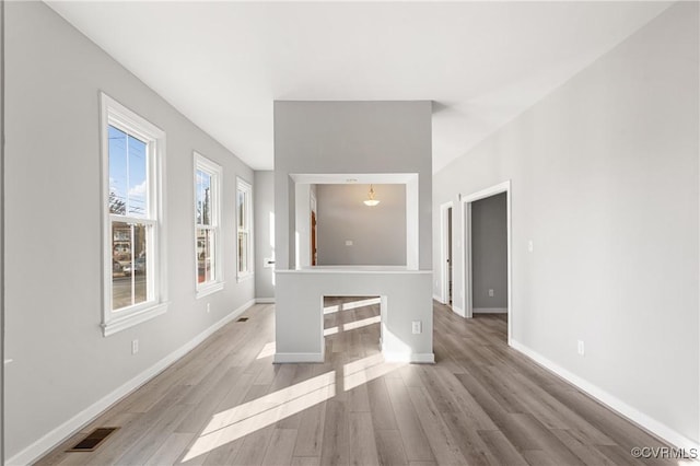 interior space with light hardwood / wood-style floors