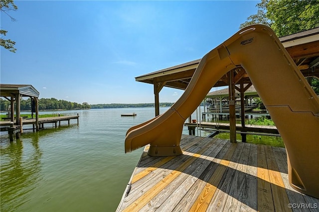 view of dock featuring a water view