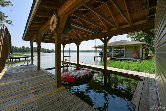 view of dock featuring a water view