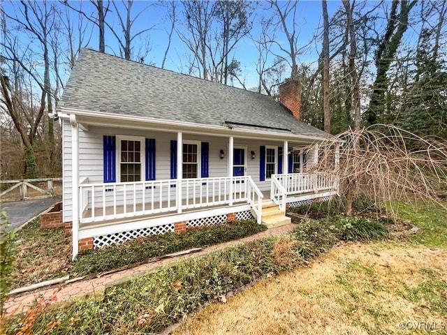 view of front facade featuring covered porch