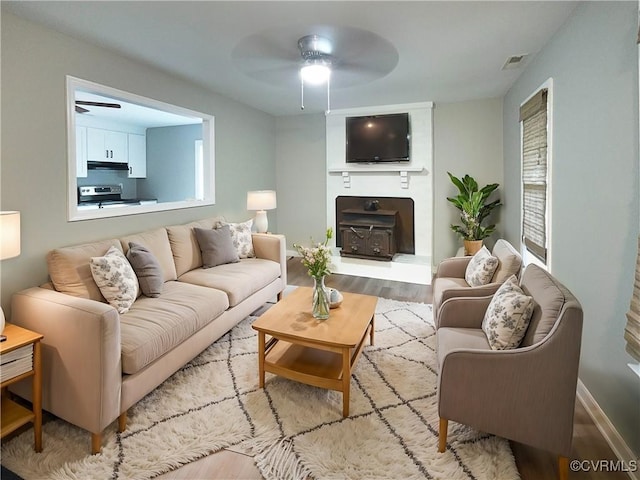 living room with light wood-type flooring