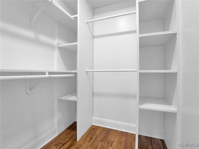 walk in closet featuring wood-type flooring