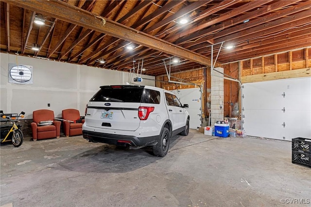 garage with a garage door opener