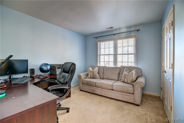 view of carpeted office space