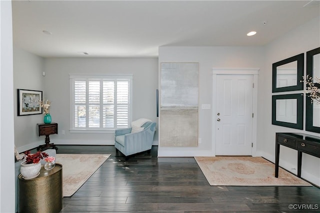 foyer entrance featuring dark wood-type flooring