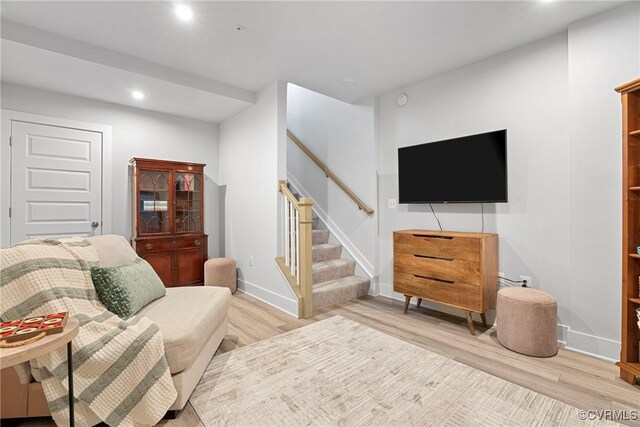 living room featuring light hardwood / wood-style flooring