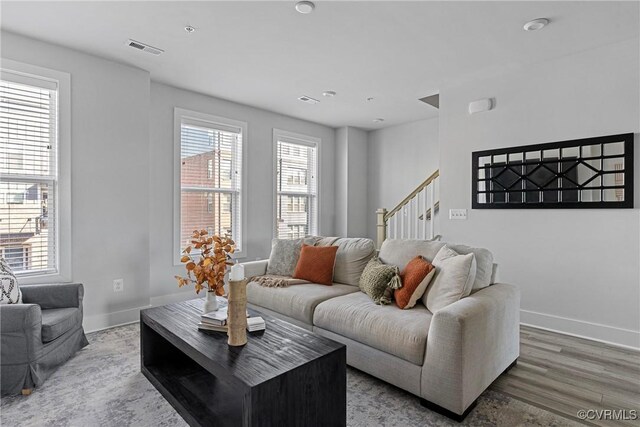 living room featuring hardwood / wood-style flooring