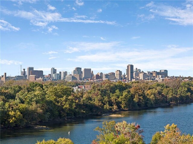 view of city with a water view