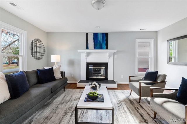 living room featuring light hardwood / wood-style flooring