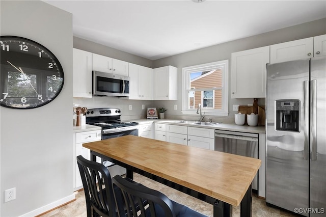 kitchen featuring sink, white cabinets, and stainless steel appliances