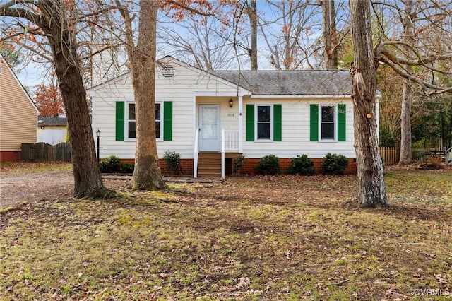 view of single story home