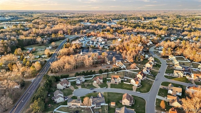 view of aerial view at dusk