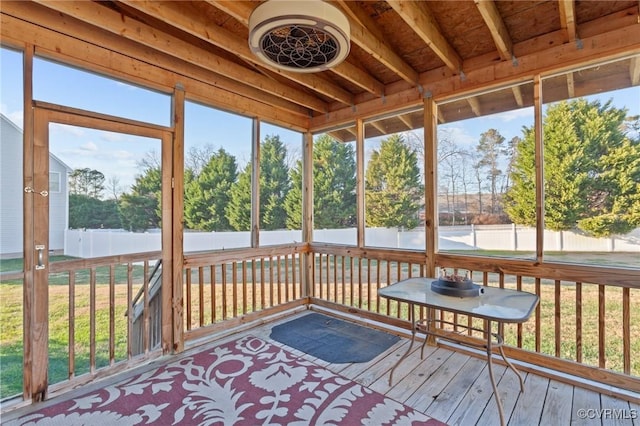 view of unfurnished sunroom