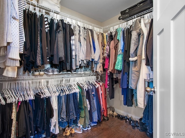 spacious closet with wood-type flooring