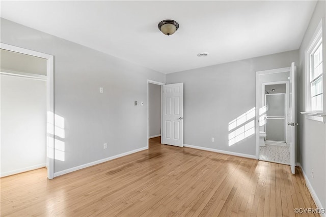 unfurnished bedroom featuring light hardwood / wood-style flooring