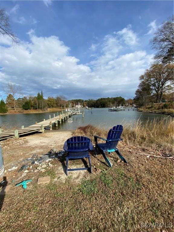 view of dock featuring a water view