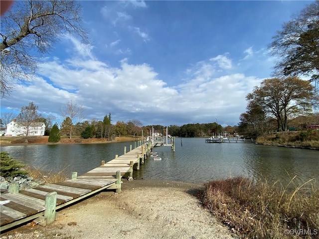 view of dock featuring a water view