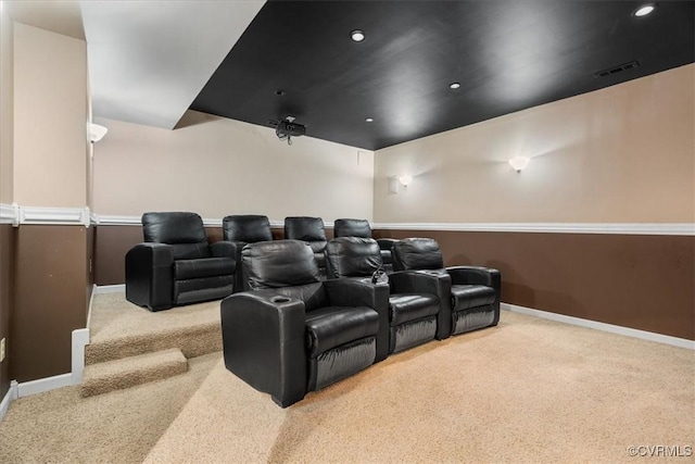 view of carpeted cinema room