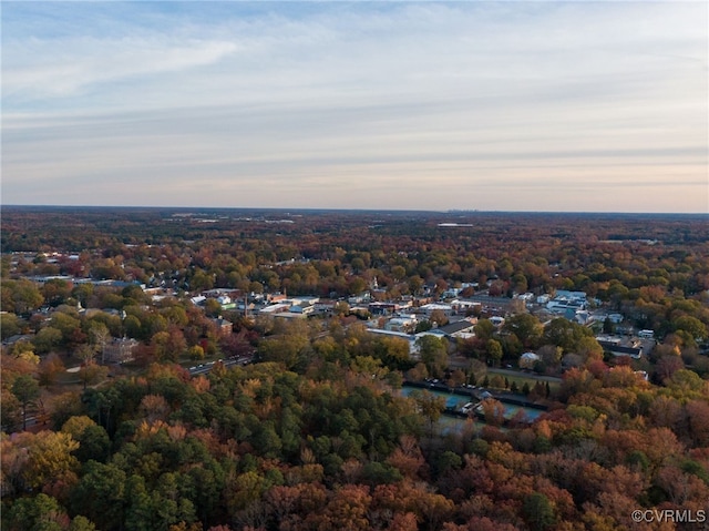 view of aerial view at dusk