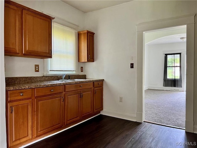 kitchen featuring dark hardwood / wood-style floors and sink