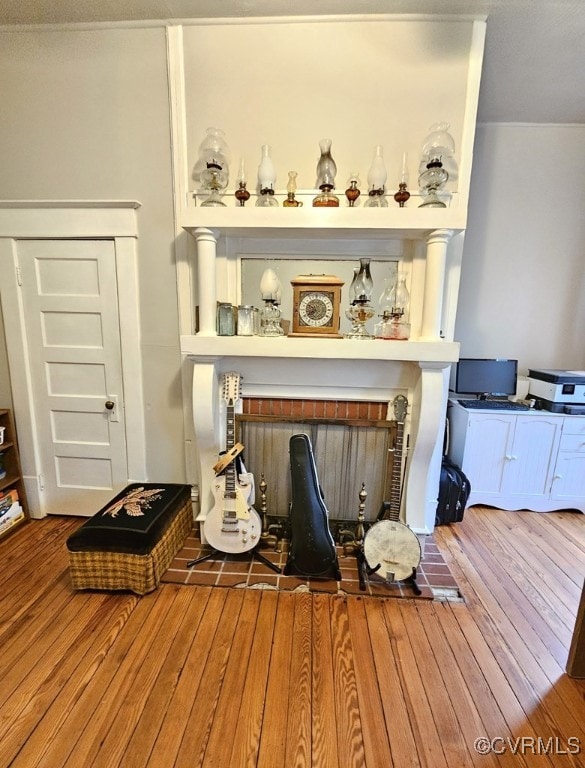details with wood finished floors