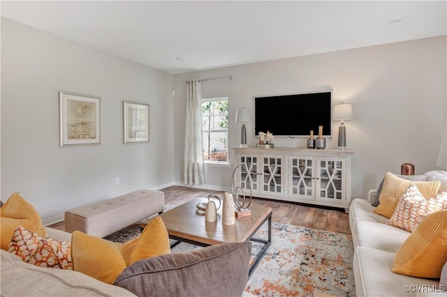 living room with light wood-type flooring