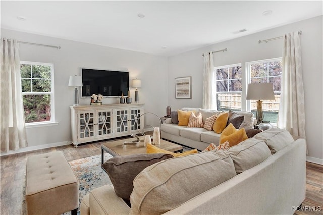 living room featuring light hardwood / wood-style flooring