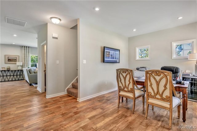 office featuring light wood-type flooring