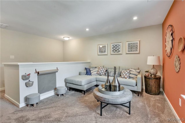 living room with carpet