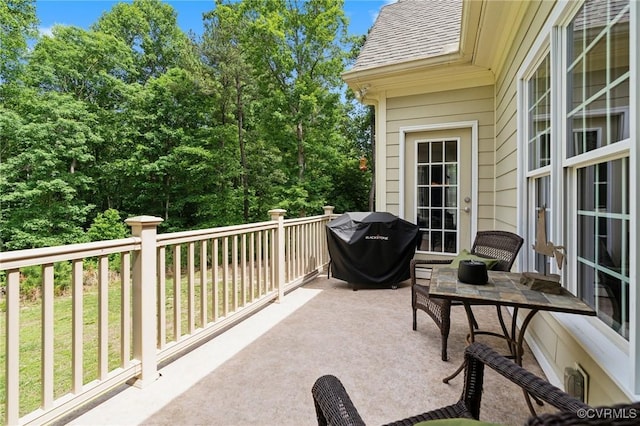 balcony featuring area for grilling