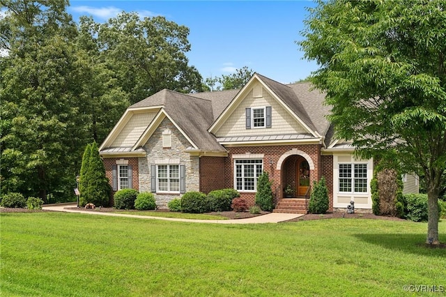 view of front of property with a front lawn