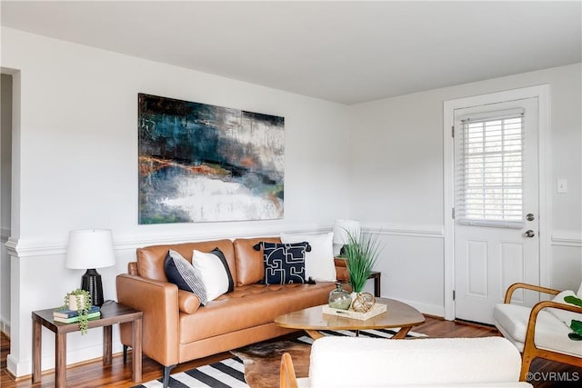 living room with hardwood / wood-style flooring