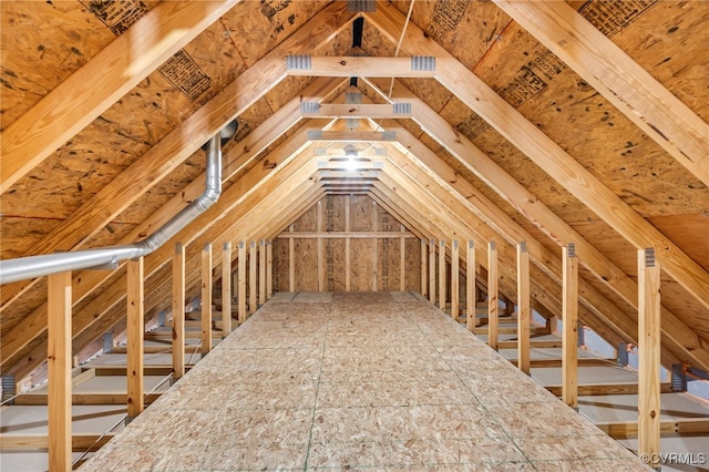 view of unfinished attic