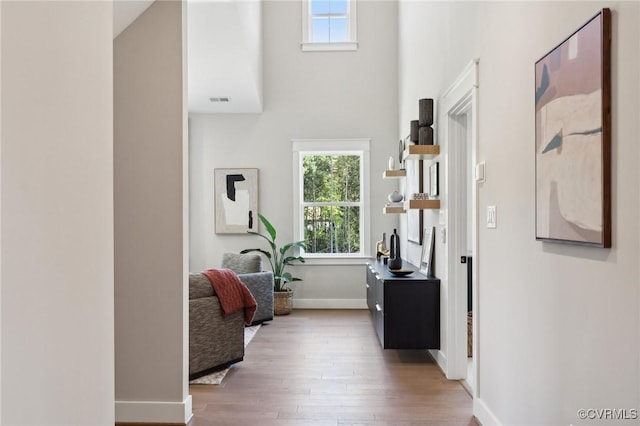 hall featuring light hardwood / wood-style flooring