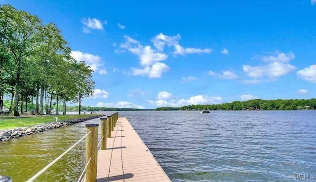 view of dock featuring a water view