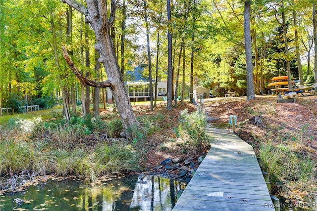 dock area featuring a water view