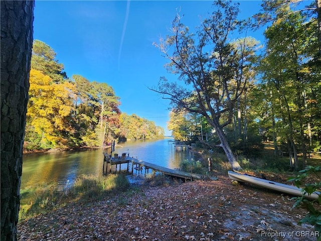 view of dock featuring a water view