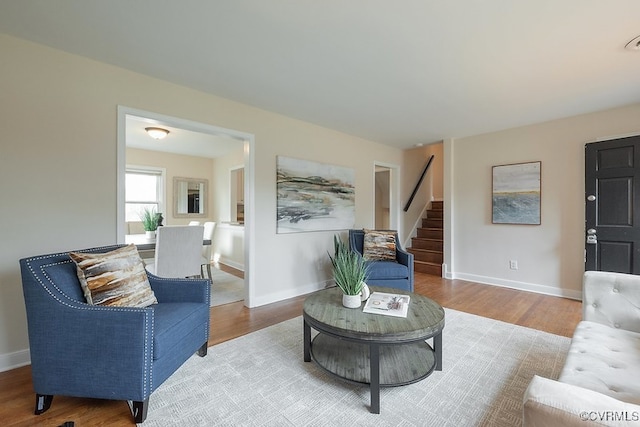 living room with hardwood / wood-style floors