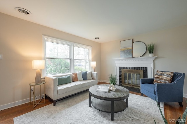 living room with wood-type flooring