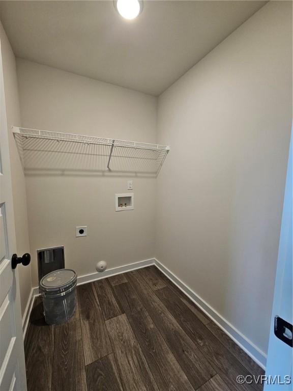 laundry room featuring washer hookup, dark hardwood / wood-style floors, and hookup for an electric dryer