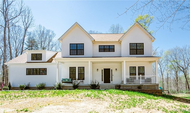30284 Zoar Rd, Orange, VA 22508 - modern farmhouse featuring a shingled roof and covered porch